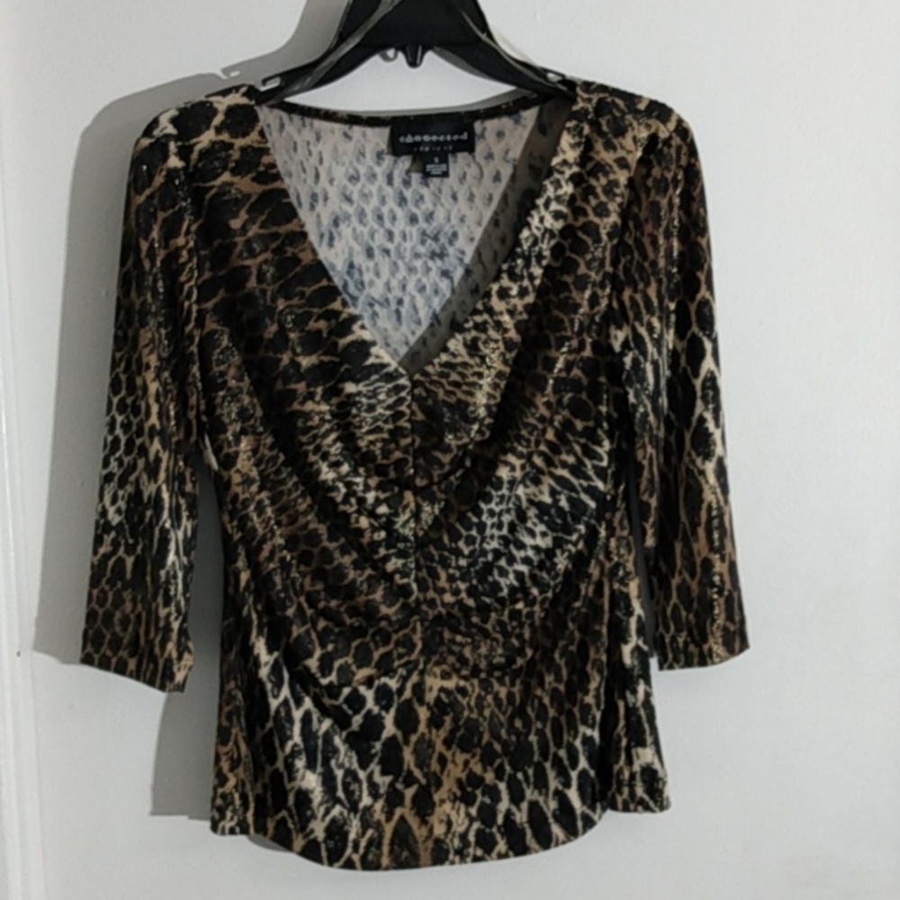 Ladies Connected Apparel Black/Gold Top Size Small - Picture 1 of 6